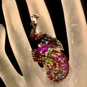 Peacock multi-gemstone ring